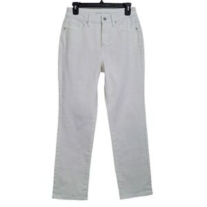 Style Co Jeans Women Petite 6P White Straight Leg High Rise Stretch Denim Casual